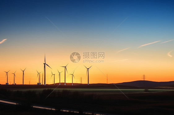 田野中的风力发电机图片