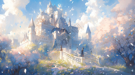 梦幻的童话城堡背景图片