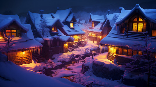雪后的欧洲村庄图片