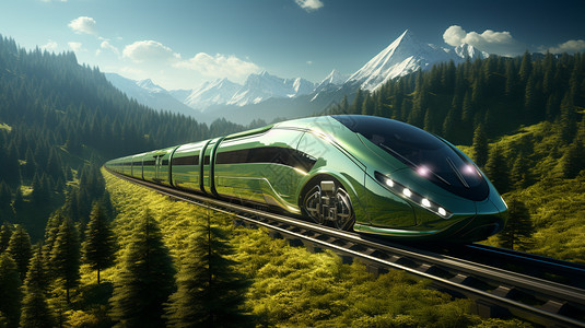列车风景新能源绿色高铁概念图设计图片
