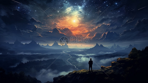 星空下辽阔的平原图片