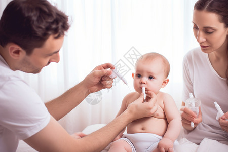 婴儿鼻子医院里吸鼻子的婴儿背景