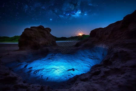 高山星空户外神秘的洞穴背景