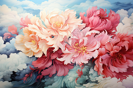 中国风花朵绘画背景图片