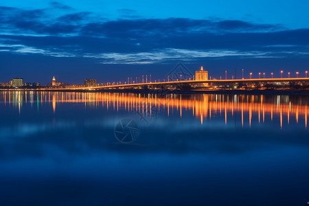 景观照明夜晚河岸风光背景