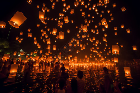 火焰灯庆祝孔明灯背景