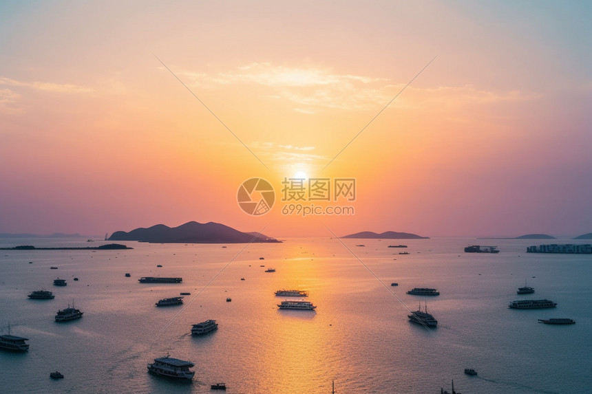 亚洲海洋日落景色图片