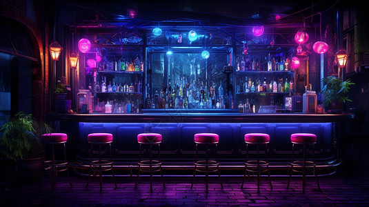 酒吧的氛围霓虹灯图片