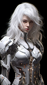 穿白色机械盔甲的游戏人物图片