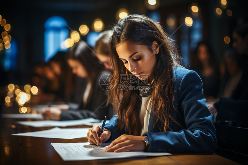 考场上考试的学生图片