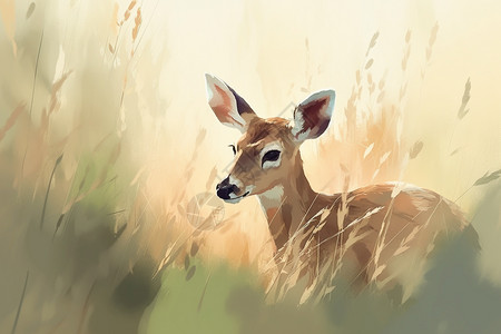 卧草的小鹿图片
