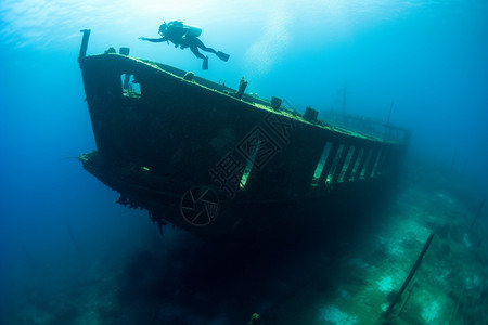 探险海下的沉船图片