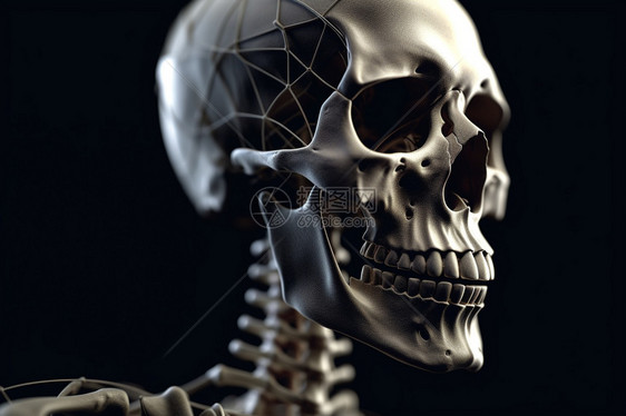 人体面部骨架特写概念图图片