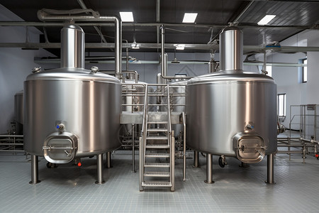 啤酒加工厂的发酵设备图片