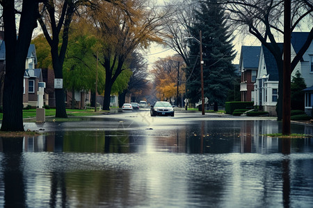 积水路面街道上的积水背景