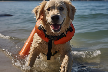 穿救生衣的救生犬图片