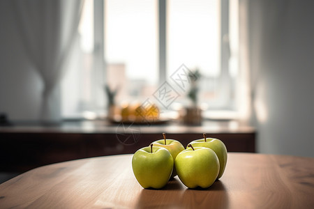 台面上美味的苹果背景图片