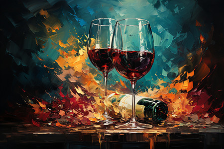 葡萄酒创意插画高清图片