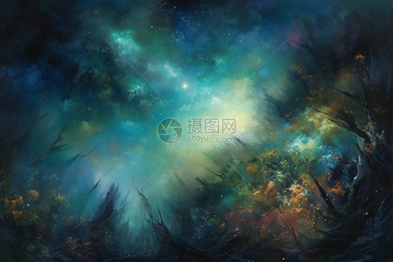 星空的唯美油画图片