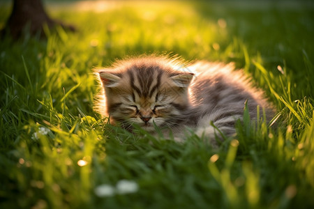 猫睡觉享受阳光的猫咪背景