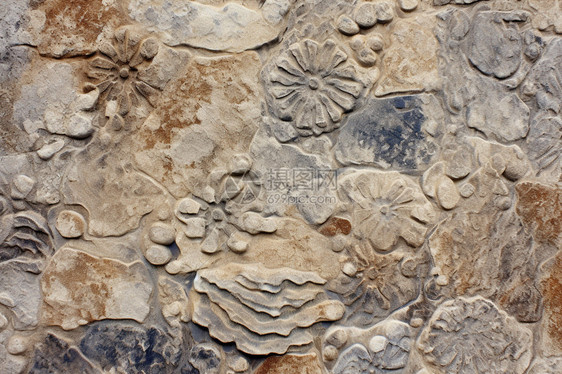 浮雕岩石墙壁背景图片