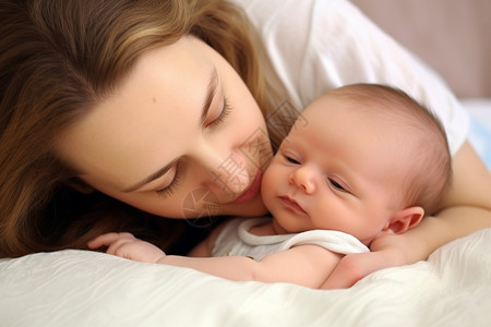 妈妈照顾新生婴儿高清图片