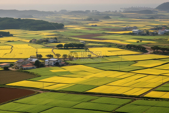 黄绿的农田图片