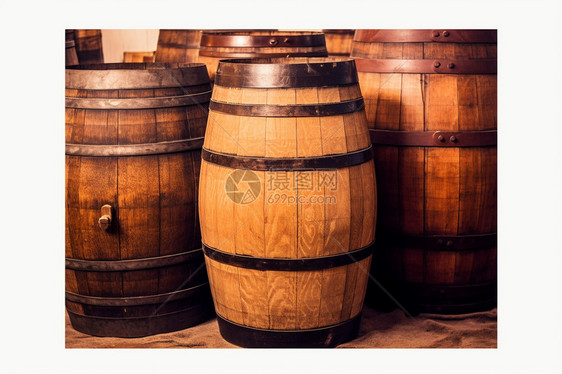酿酒存储的木桶图片
