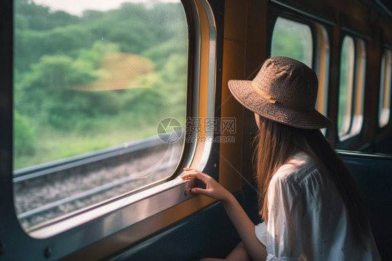 火车上的女子图片