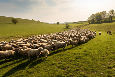 夏季草原上放牧的羊群图片