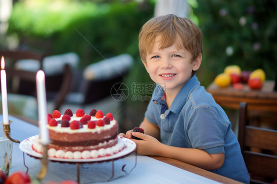 吃蛋糕的男孩图片