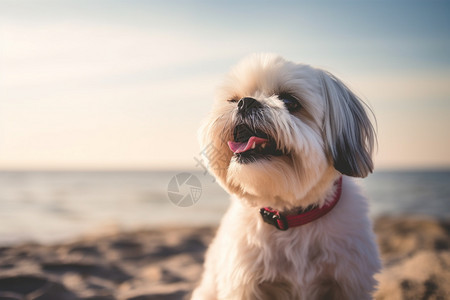 伸舌头的宠物狗背景图片