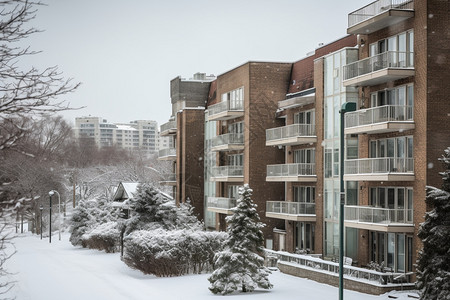 雪地房子雪天的楼房背景