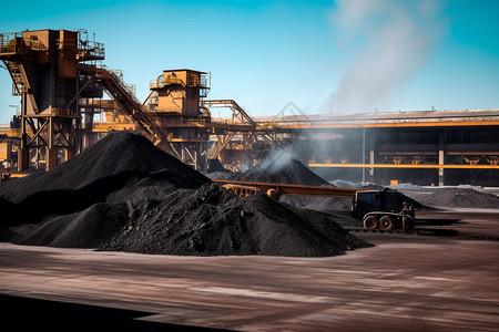 堆砌的煤矿黑色工厂高清图片