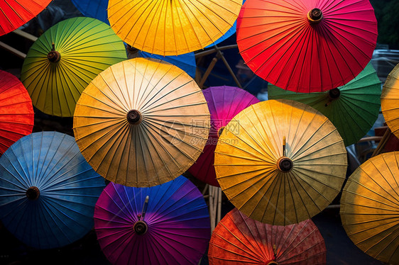 彩色的油纸伞图片