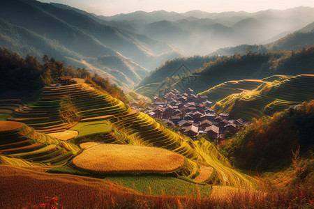 生机勃勃的梯田图片