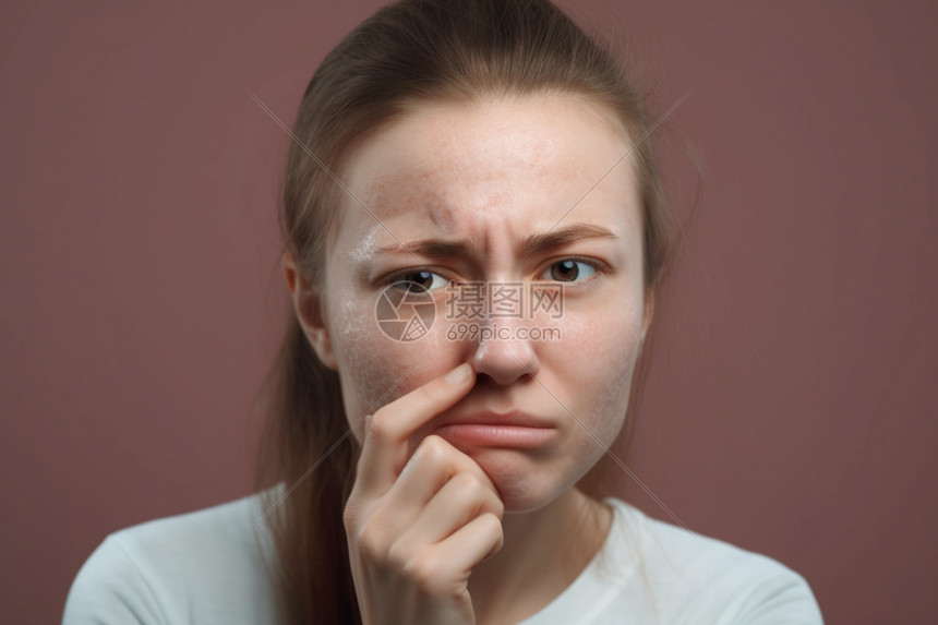 有面部问题的女性图片