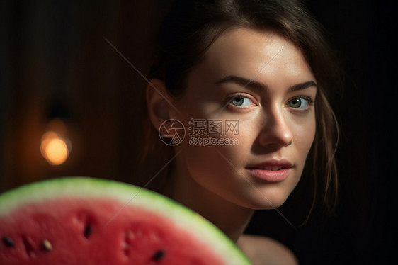 浅笑的女孩特写图片