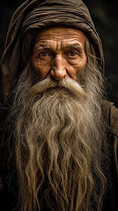 白色长胡子的老人图片