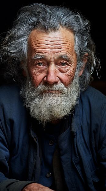 胡子花白的老年人图片
