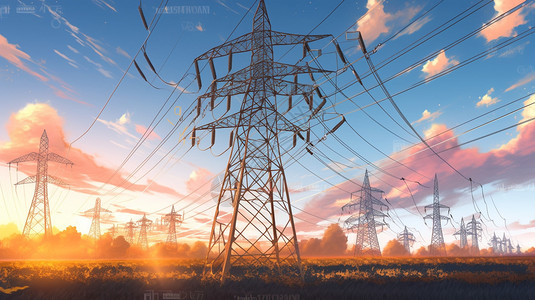 高压电线输电图背景图片