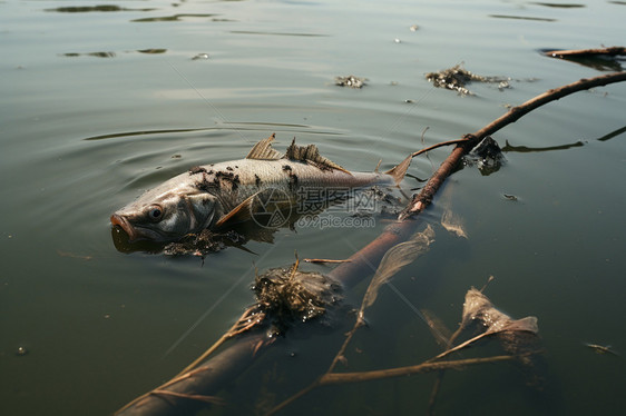 污染河流中的死鱼图片