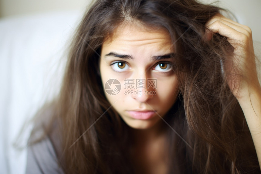 焦躁不安的外国女士高清图片下载-正版图片600352656-摄图网