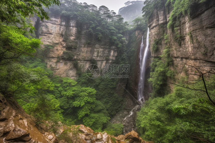 岩石瀑布景观图片