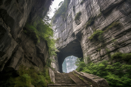 层层叠嶂的山谷背景图片