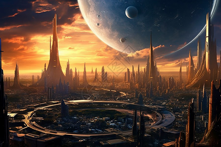 遥远星球上的未来城市图片