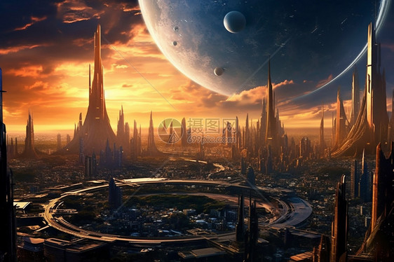 遥远星球上的未来城市图片