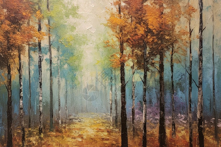 油画森林的宁静图片