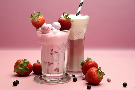 美味的草莓奶昔背景图片
