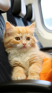 在高铁上的小猫背景图片